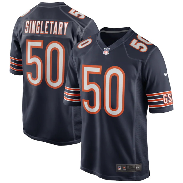 mens nike mike singletary navy chicago bears game retired player jersey
